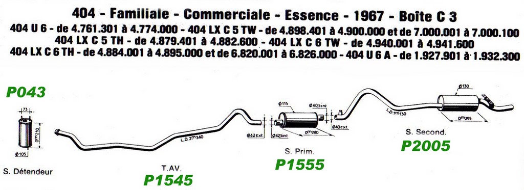 404 Familiale commerciale essence 1967 Boite C3